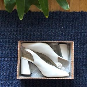 White Leather Vintage-Inspired Slingbacks